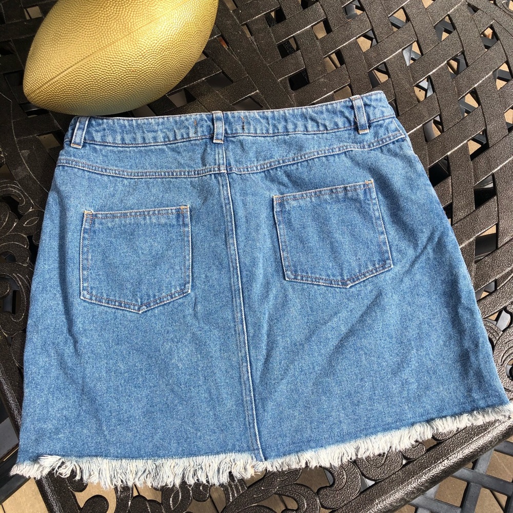 Woman’s Denim Mini Skirt with Brown Football 🏈 Patch - Picture 7 of 10